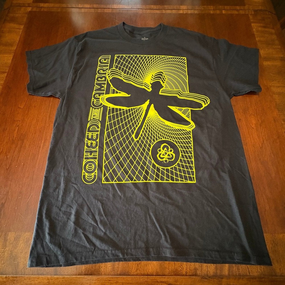 Coheed and Cambria Dragonfly T-Shirt Men's Large Yellow/Black Sci-Fi Prog Rock